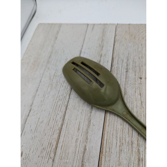 Vintage Foley #2 Olive Green Nylon Plastic Slotted Spoon 11" - Picture 5 of 7